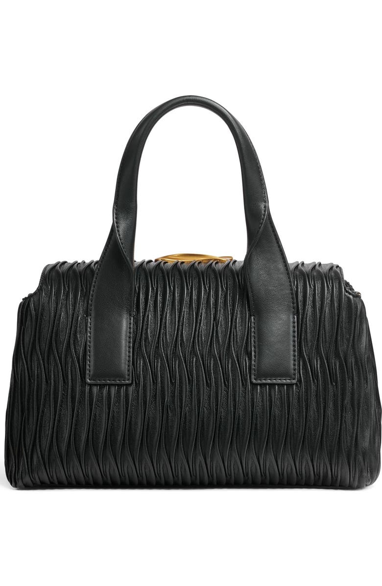 Donna Karan New York Amagansett Pleated Satchel, Alternate, color, Black/Gold