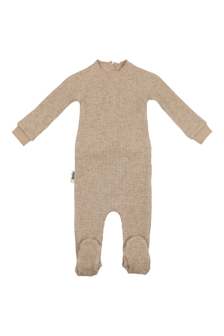 Shimmer Waffle Knit Footie, Main, color, TAUPE