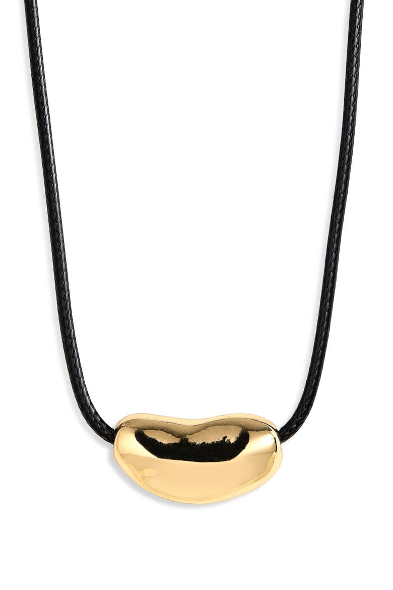 Nugget Pendant Cord Necklace, Main, color, BLACK- GOLD