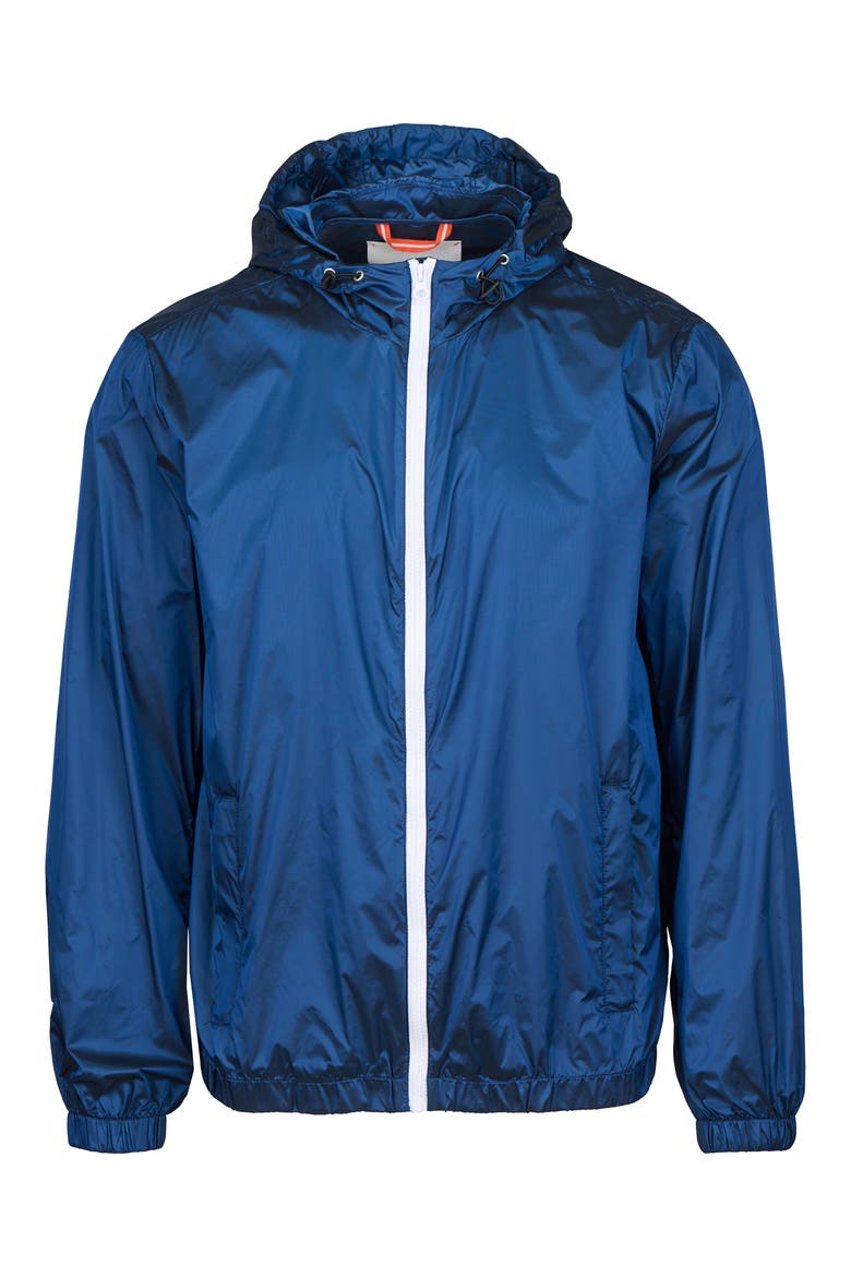 Koosa Water Resistant Hooded Jacket, Main, color, NAVY