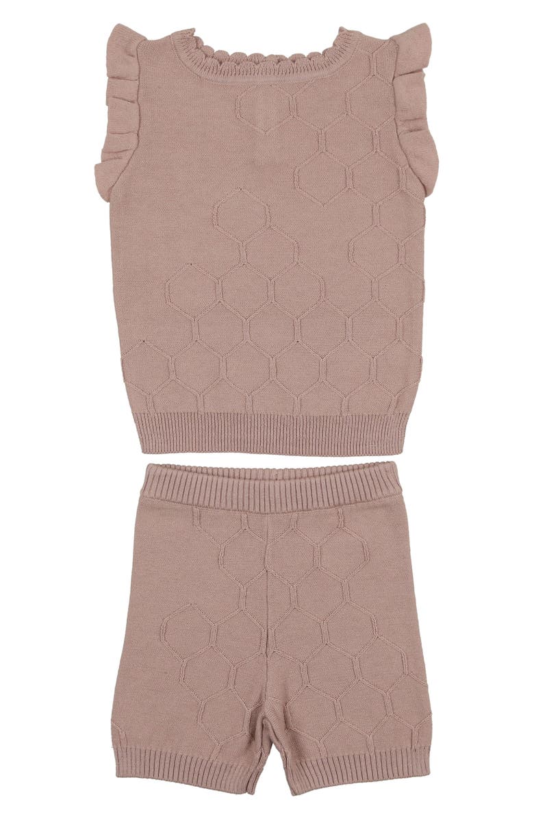 Manière Scallop Honeycomb Stitch Sweater & Shorts Set, Main, color, Mauve