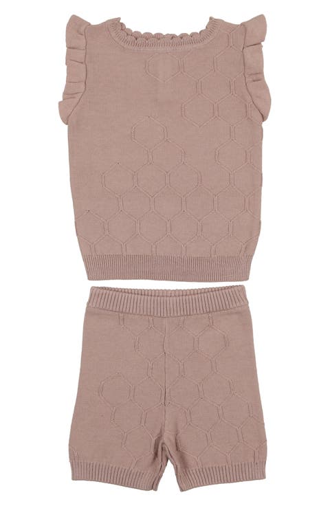 Scallop Honeycomb Stitch Sweater & Shorts Set (Baby)