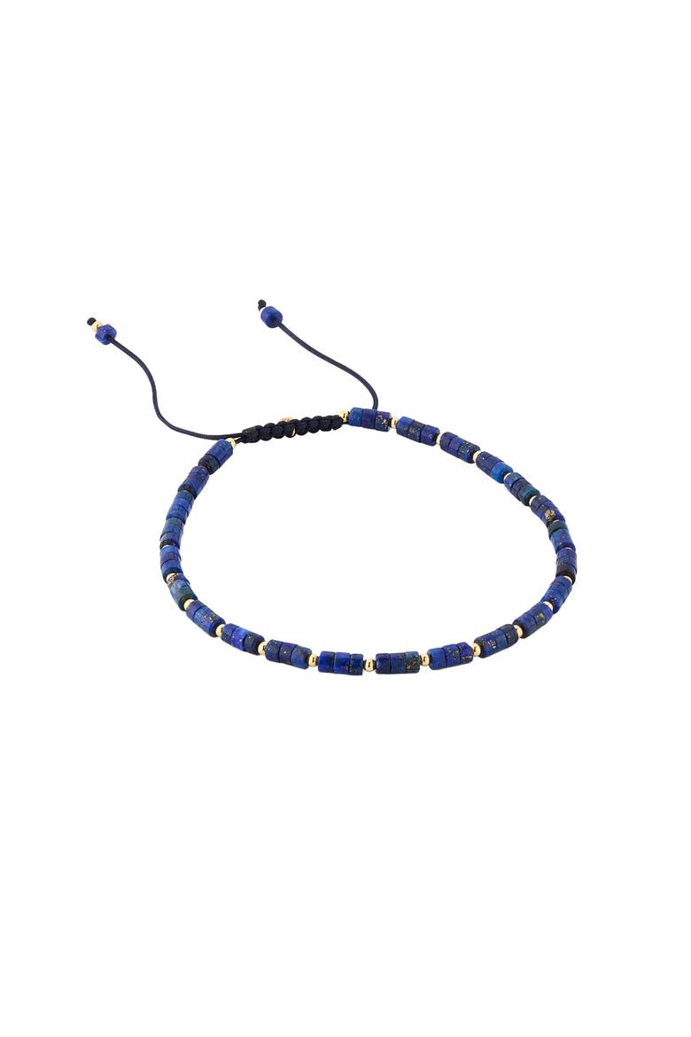 18K Gold Lapis Beaded Bracelet, Main, color, BLUE