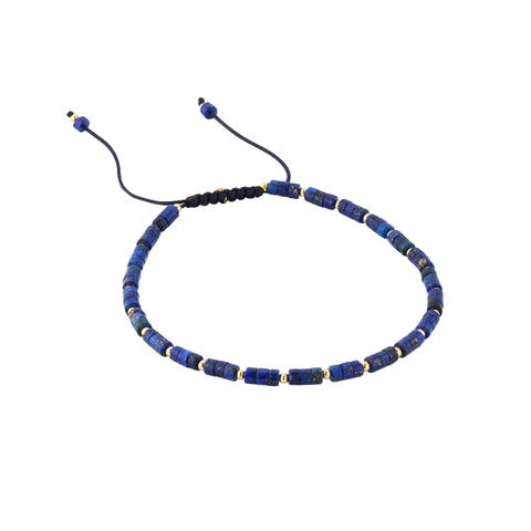 18K Gold Lapis Beaded Bracelet