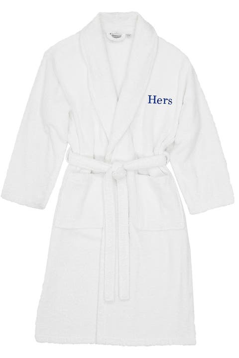 Embroidered 'Hers' Terry Bathrobe