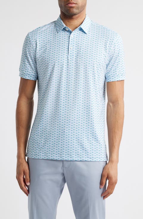 Versa Trim Fit Palm Tree Print Golf Polo