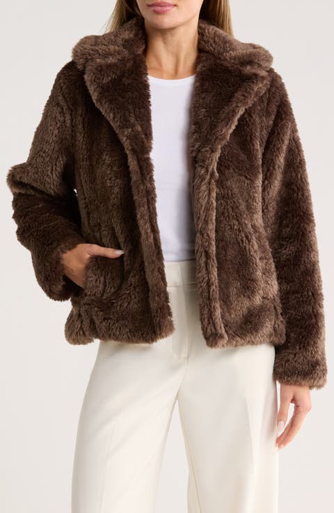 Faux Fur Snap Front Jacket