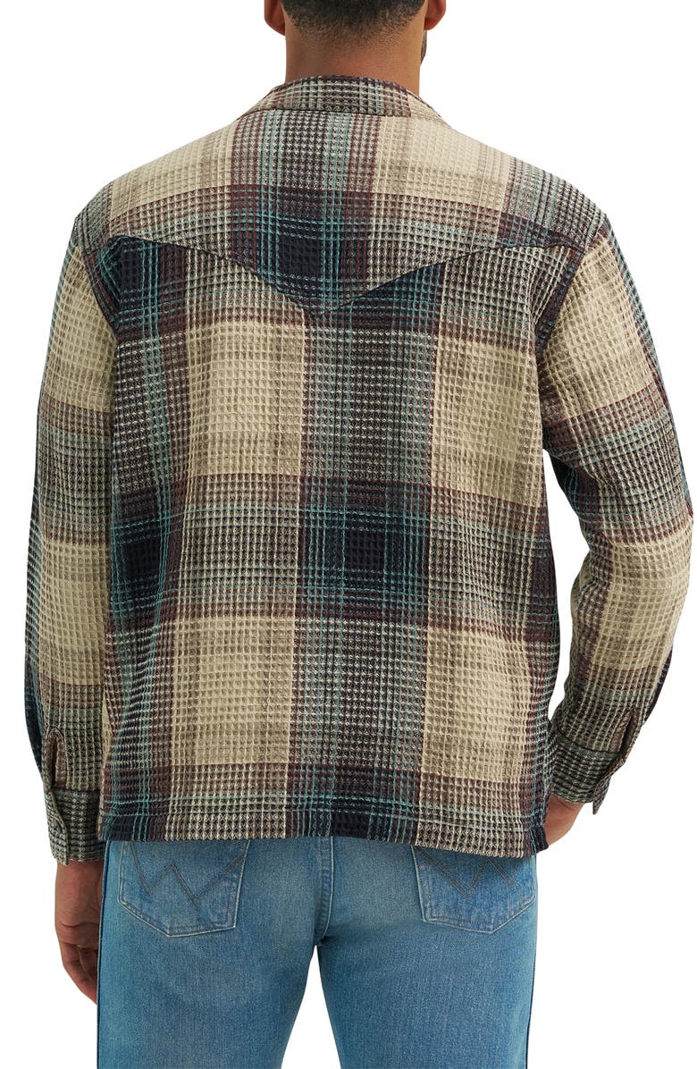 Wrangler Casey Jones Thermal Long Sleeve Camp Shirt, Alternate, color, Electric Teal