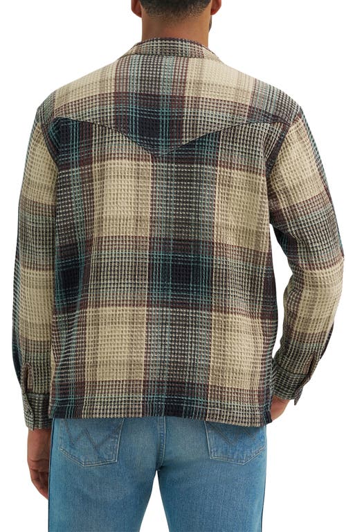 Wrangler Casey Jones Thermal Long Sleeve Camp Shirt In Green