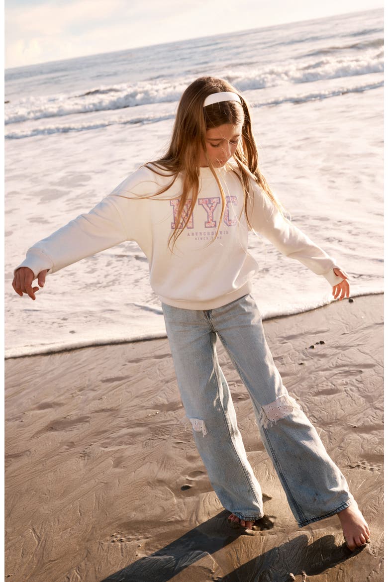 Kids' NYC Appliqué Graphic Sweatshirt, Alternate, color, JET STREAM