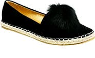 NINETY UNION Faux Fur Pompom Espadrille Flat