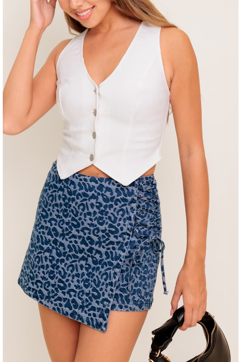 Jacquard Denim Skort, Alternate, color, MEDIUM INDIGO