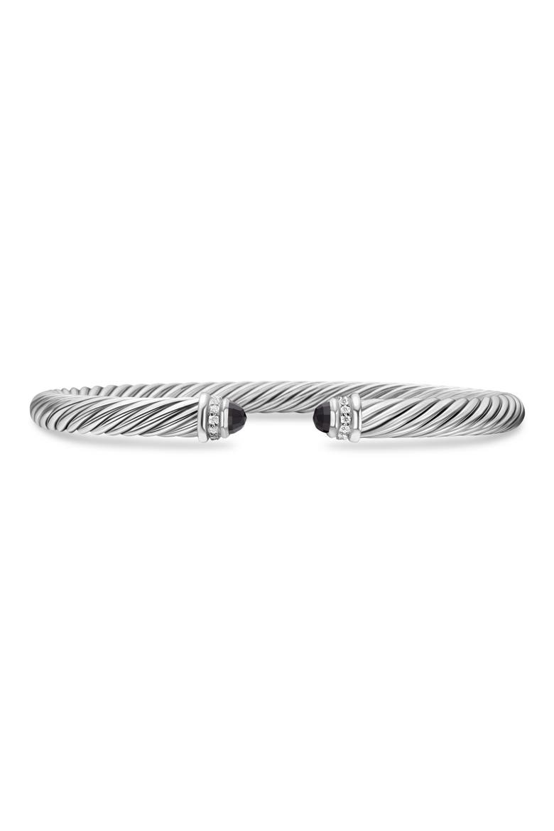 Classic Cable Bracelet in Sterling Silver with Semiprecious Stones & Diamonds, 5mm, Main, color, BLACK ONYX