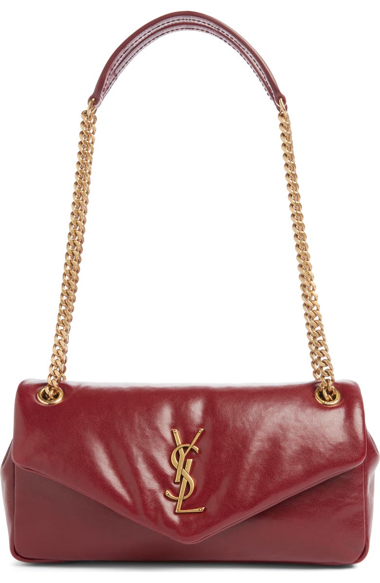 Saint Laurent Small Calypso Leather Shoulder Bag, Main, color, Rubis