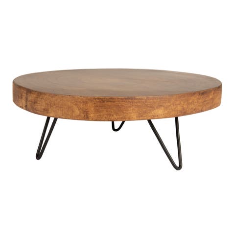 Decorative Paulownia Wood Pedestal, Dark Brown