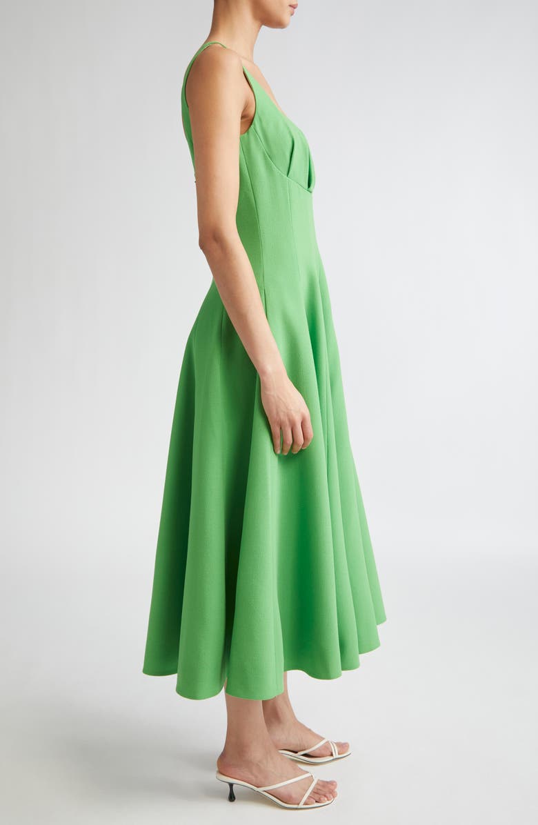 Emilia Wickstead Collins Gathered Wool Crepe A-Line Dress, Alternate, color, Fresh Green