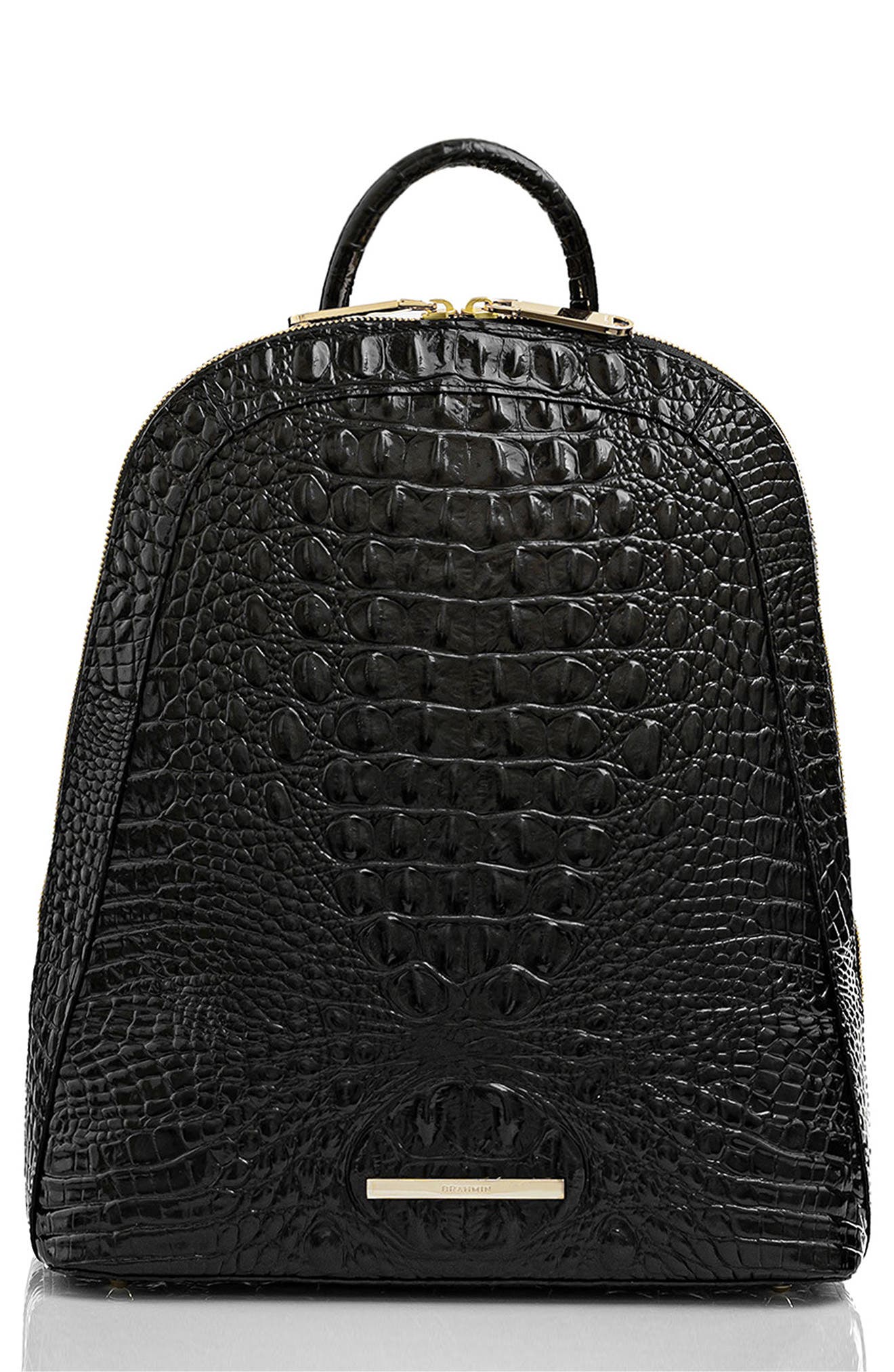 Brahmin Large Rosemary Croc Embossed Leather Backpack, Main, color, 
