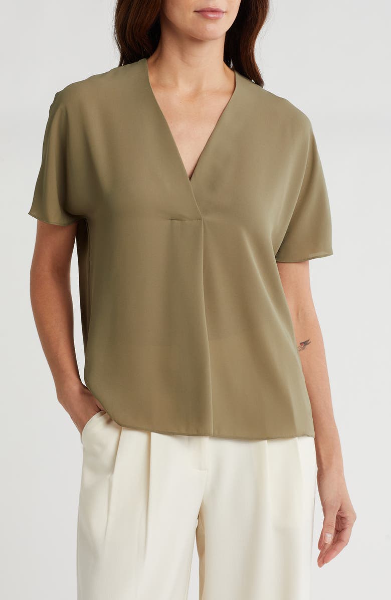 Vince Short Sleeve V-Neck Top, Main, color, Artichoke