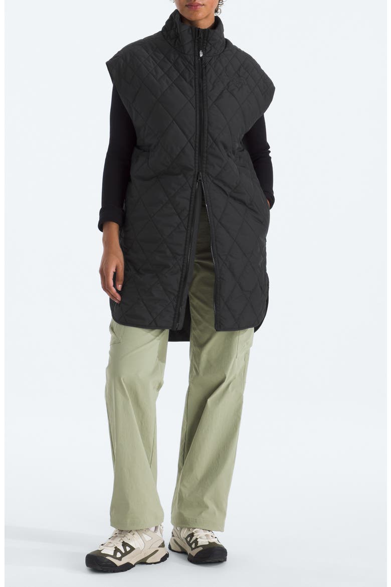 Diamond Peak Water Repellent Quilted Long Vest, Main, color, TNF BLACK