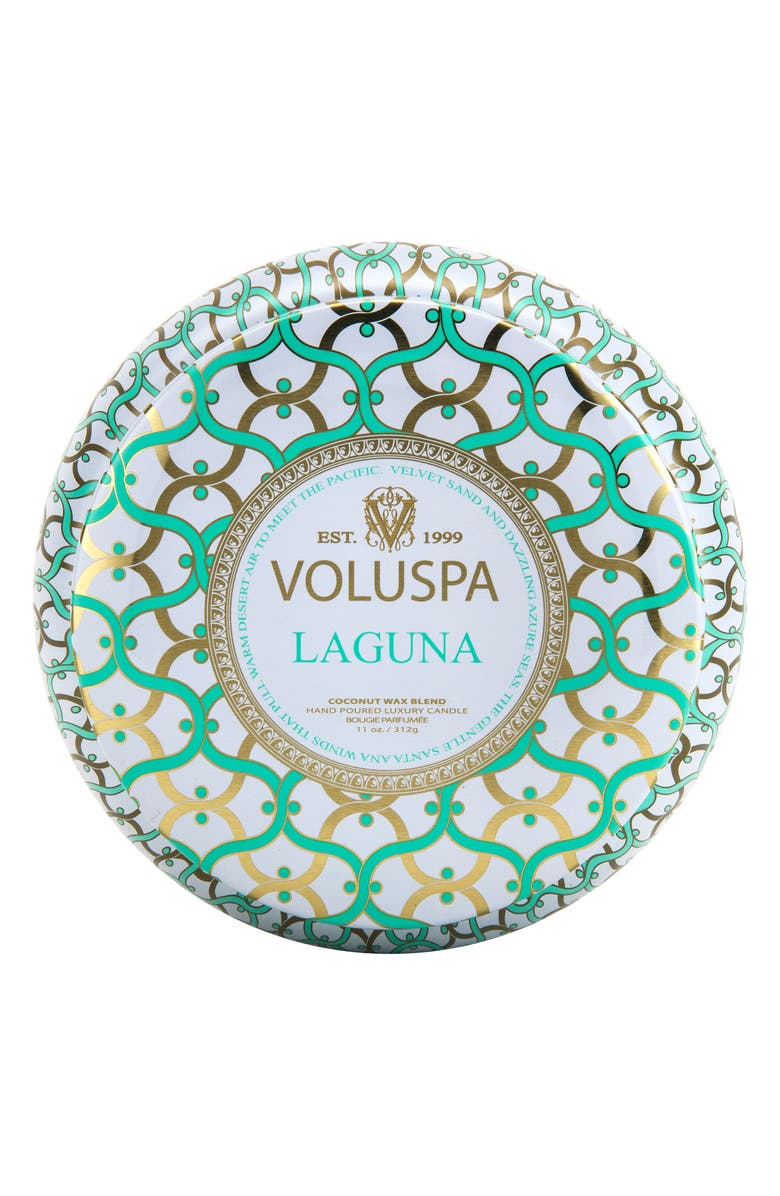Voluspa Maison Blanc Laguna Maison Metallo Two-Wick Candle, Main, color,