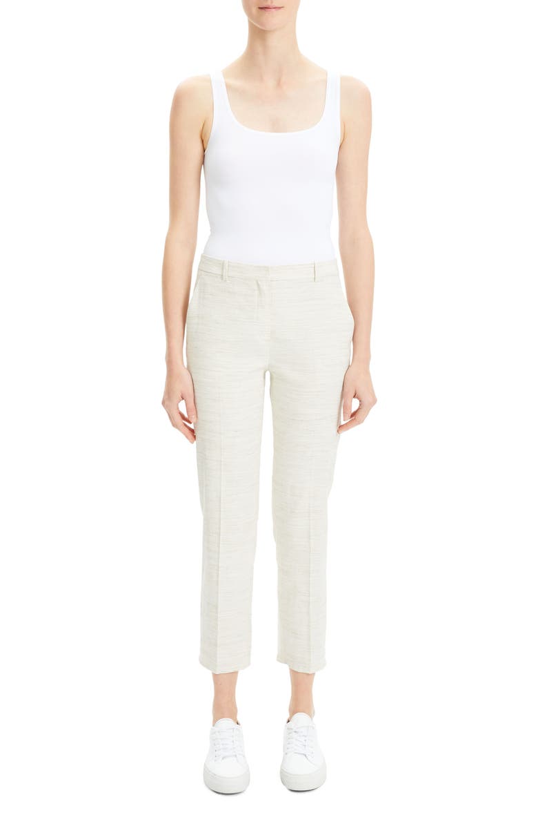Theory Sharkskin Crunch Tailored Ankle Trousers, Alternate, color,