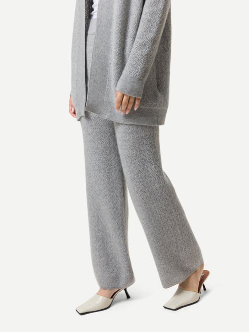 Gobi Cashmere Wide-leg Ajour Knit Cashmere Pants In Gray
