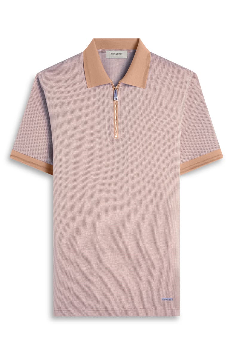 Bugatchi Contrast Trim Zip Polo, Alternate, color, Camel