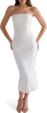 HOUSE OF CB Livie Broderie Anglaise Strapless Top