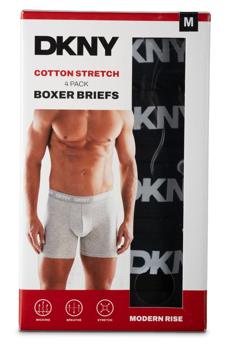 Cotton Stretch Pack of 4 Boxer Briefs, Alternate, color, BLACK/BLACK/BLACK/BLACK