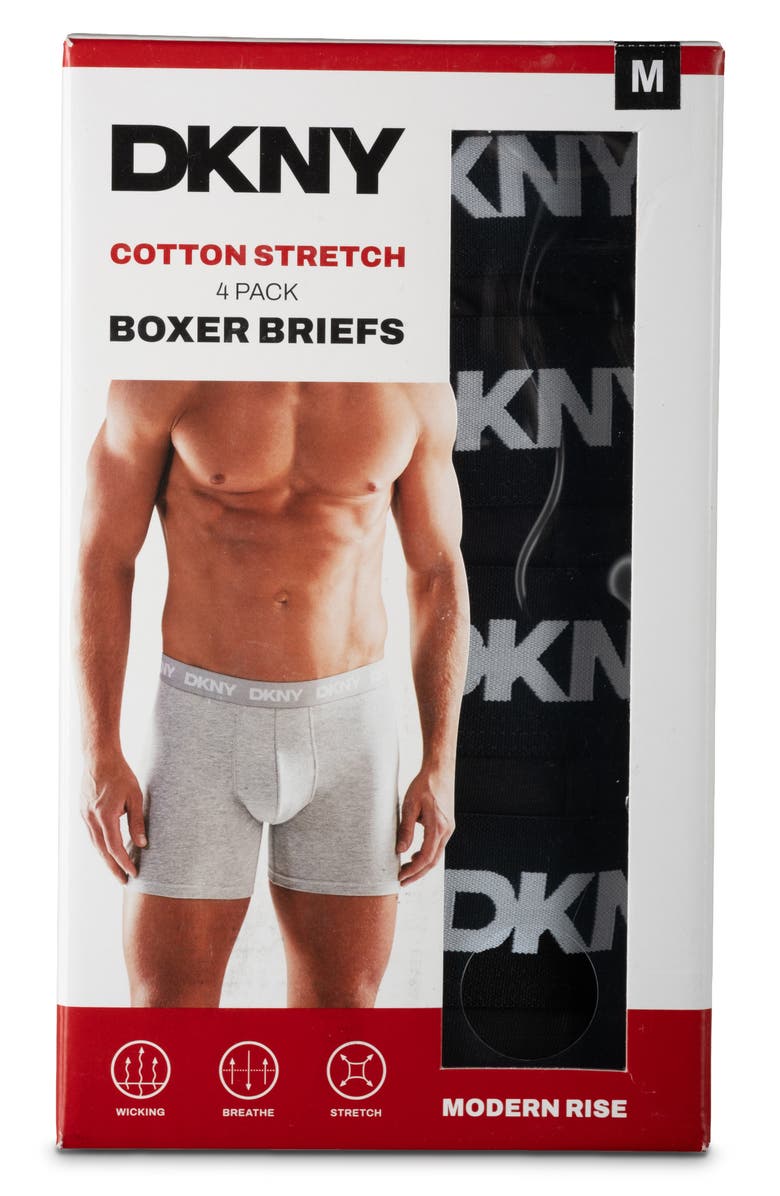 DKNY Back of Four Boxer Briefs, Alternate, color, Black/Black/Black/Black