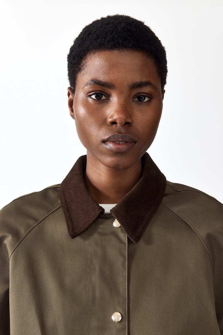 Jacket With Corduroy Collar, Alternate, color, Dark khaki green