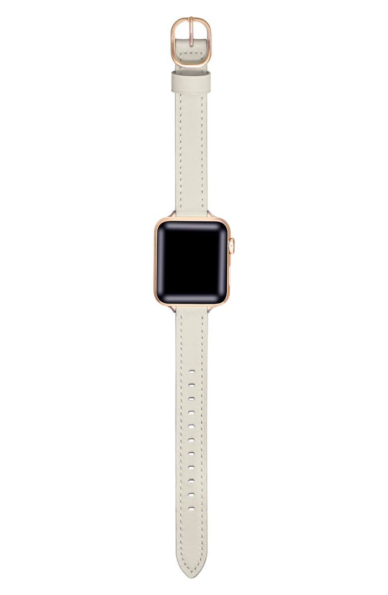 The Posh Tech Leather Apple Watch<sup>®</sup> Watchband, Alternate, color, White