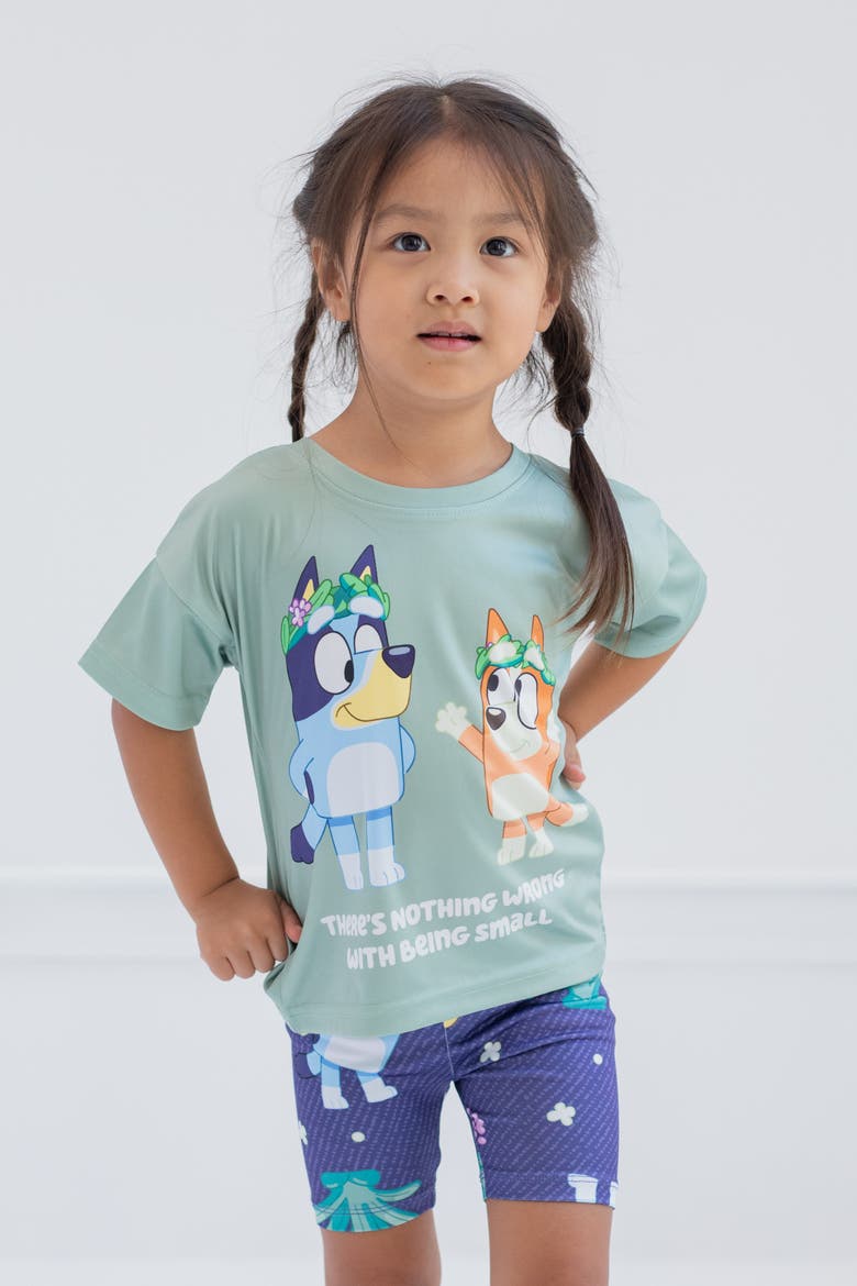 2-Piece Tee and Bike Shorts Set, Alternate, color, Bluey Bingo Mint