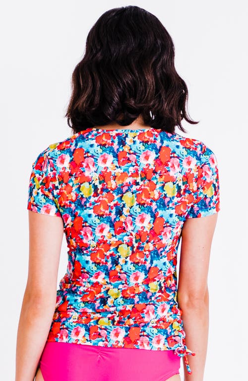 Calypsa Short Sleeve Adele Swim Top In Multi