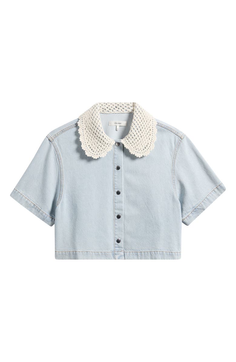 FRAME The Crochet Collar Crop Denim Shirt, Alternate, color, Florida