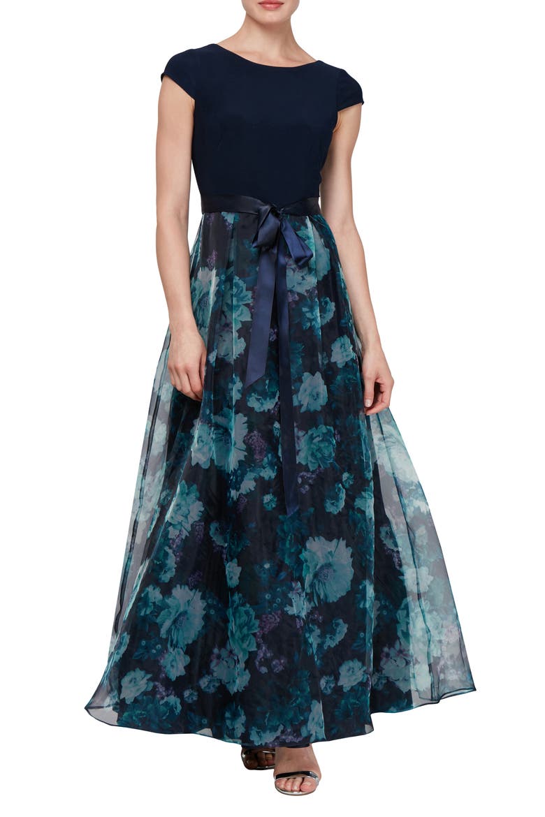 Organza Patterned Gown, Main, color, NML