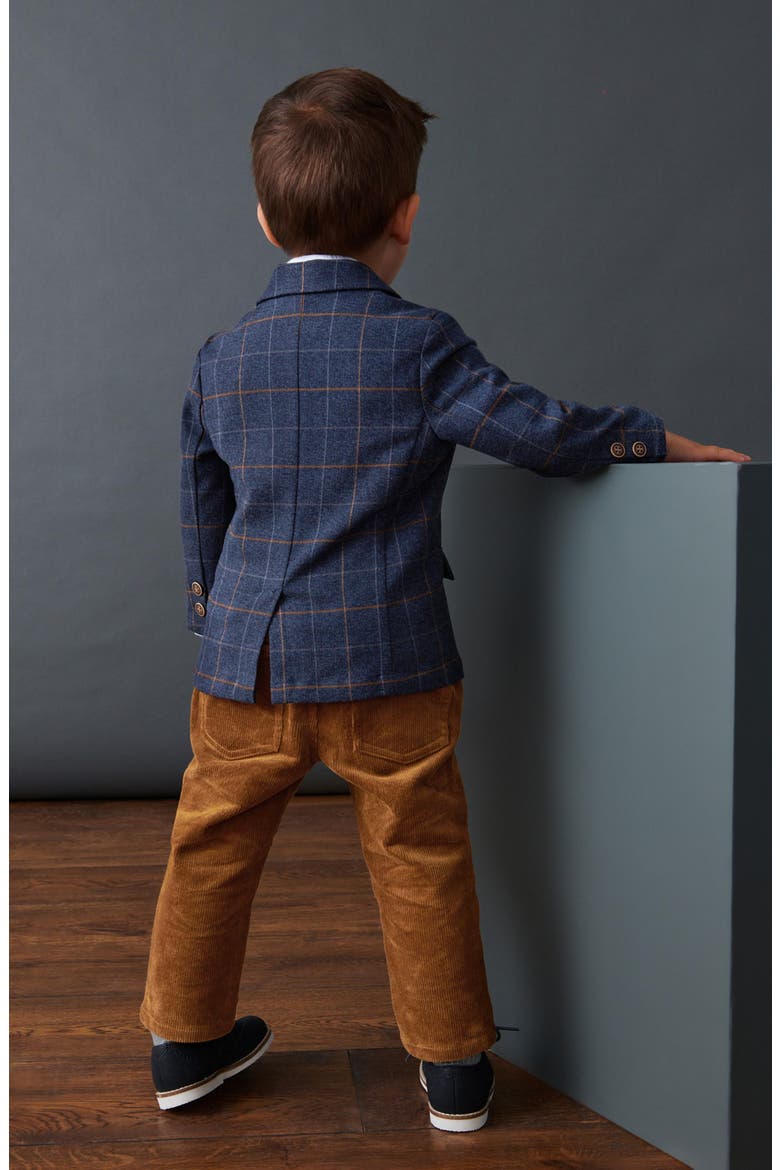 Kids' Check Blazer, Woven Shirt, Bow Tie & Pants Set, Alternate, color, NAVY