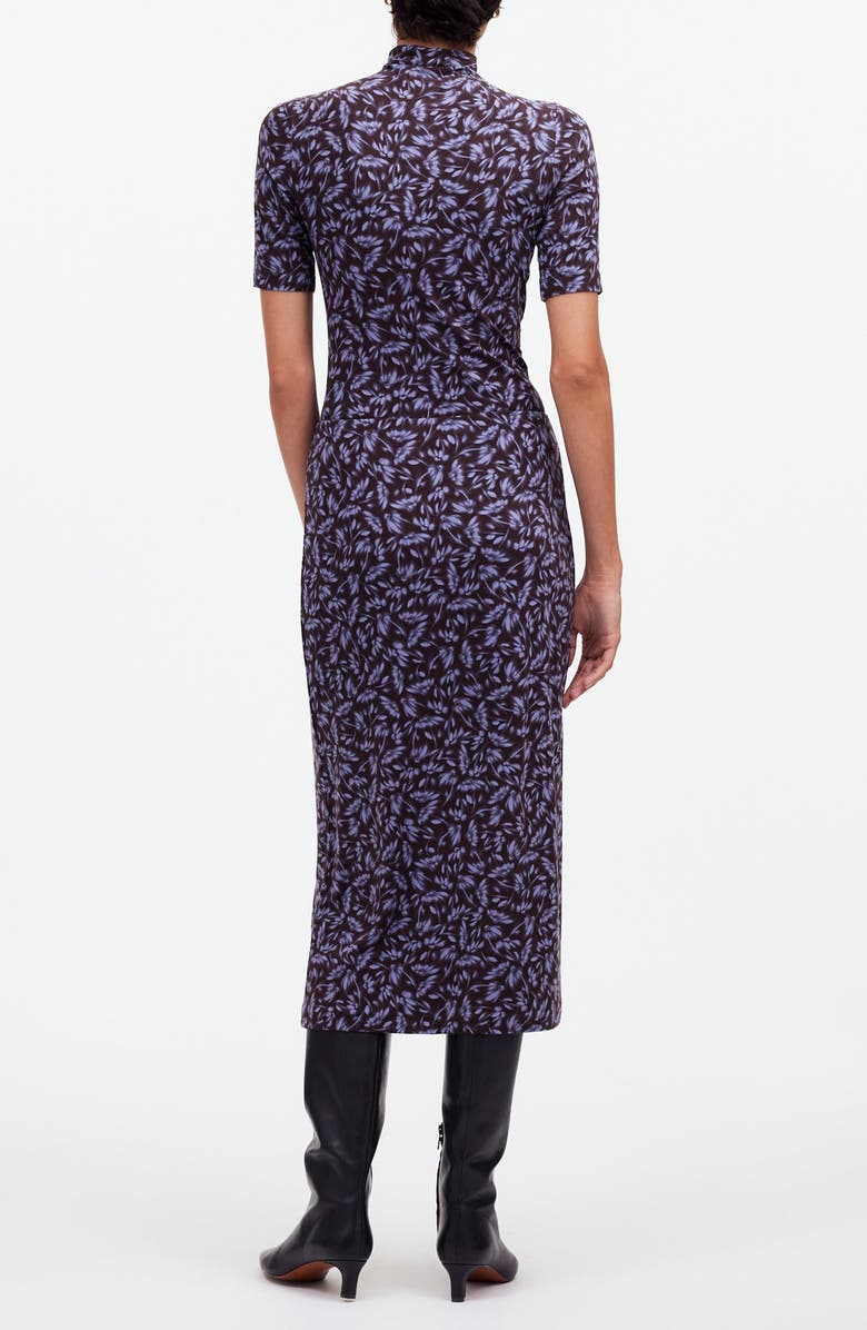 Madewell Floral Drapey Pull-On Midi Skirt, Alternate, color, Dark Carob 1