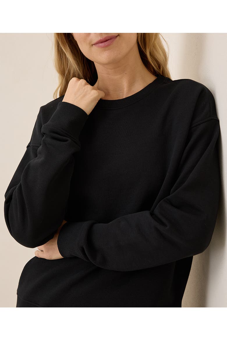 Organic Brushed Fleece Crew Sweatshirt, Alternate, color, Black