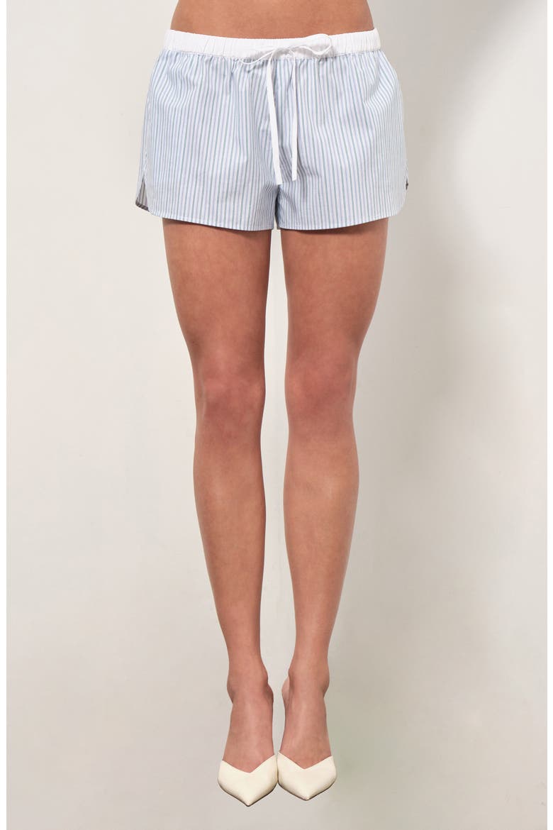 Noa Stripe Cotton Shorts, Main, color, BLUE GREEN STRIPE