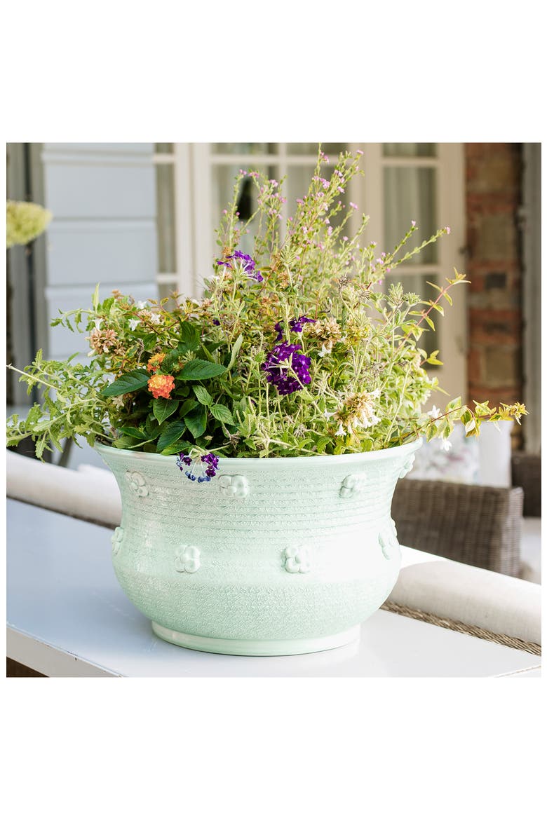 Giardino di Fiori Celadon Round Planter, Alternate, color, GREEN