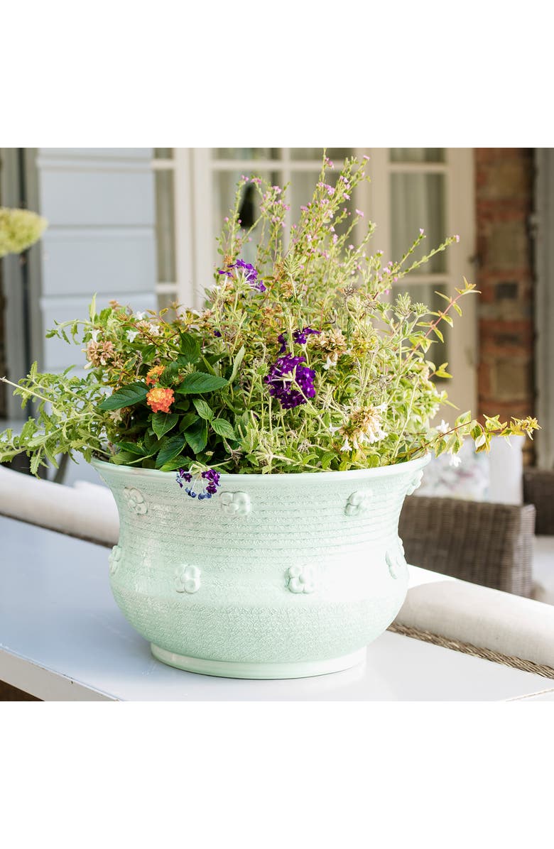 VIETRI Giardino di Fiori Celadon Round Planter, Alternate, color, Green
