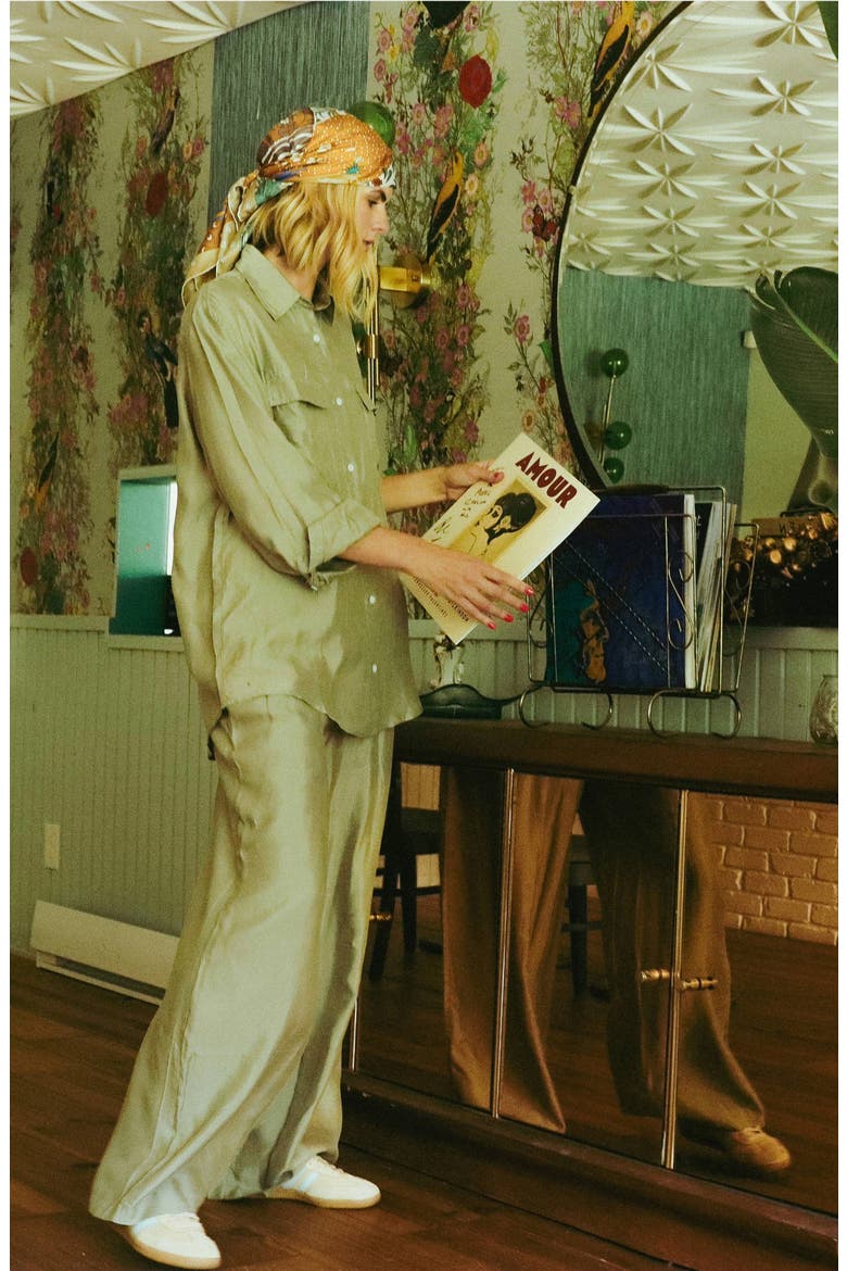 The Riviera Cupro Wide Leg Pants, Alternate, color, OLIVE