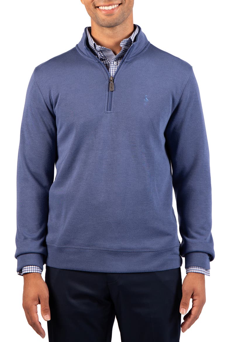 French Rib Quarter Zip Sweater, Main, color, GRAY BLUE