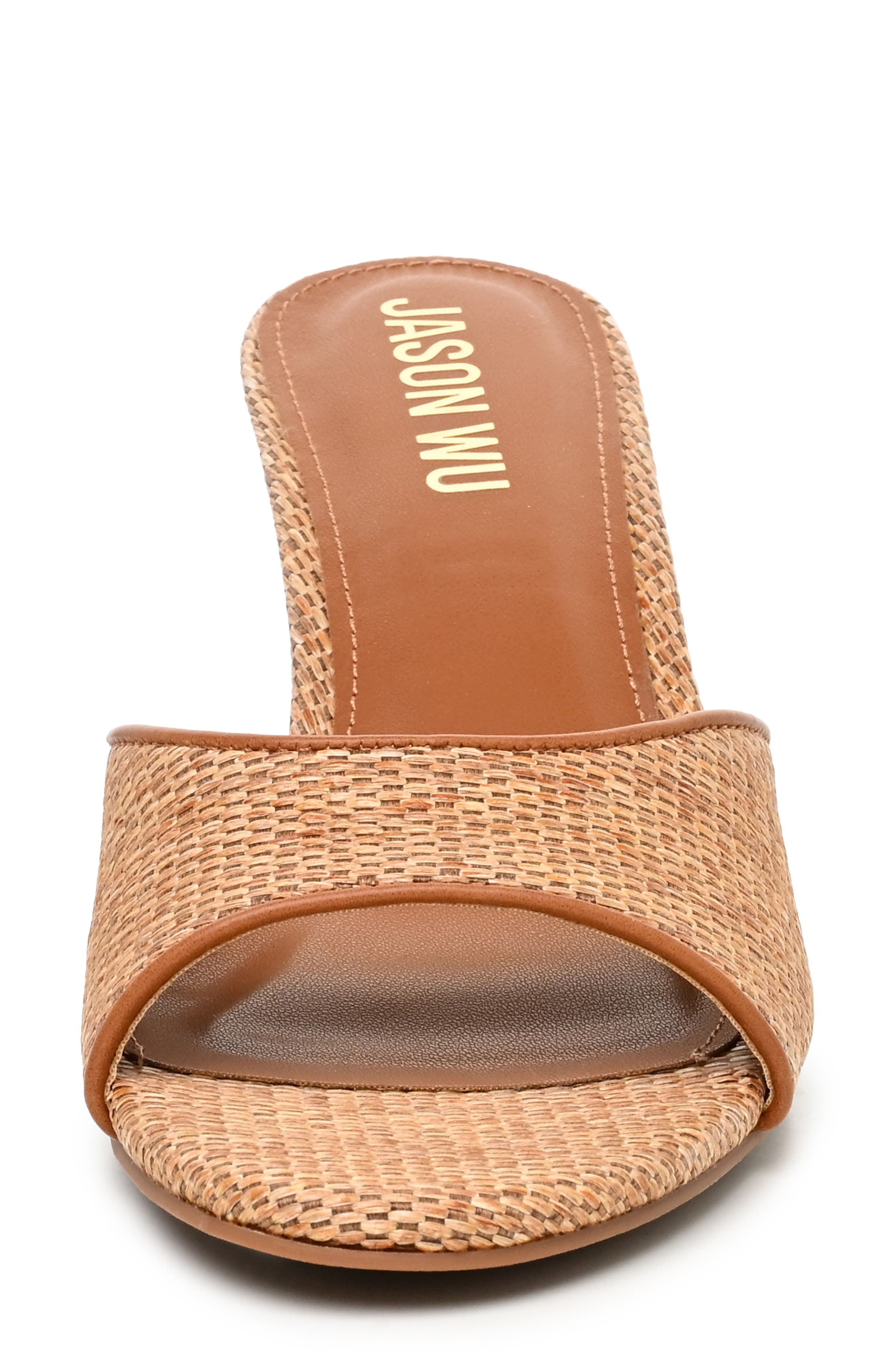 Raffia Wedge Slide Sandal, Alternate, color, DARK RAFFIA