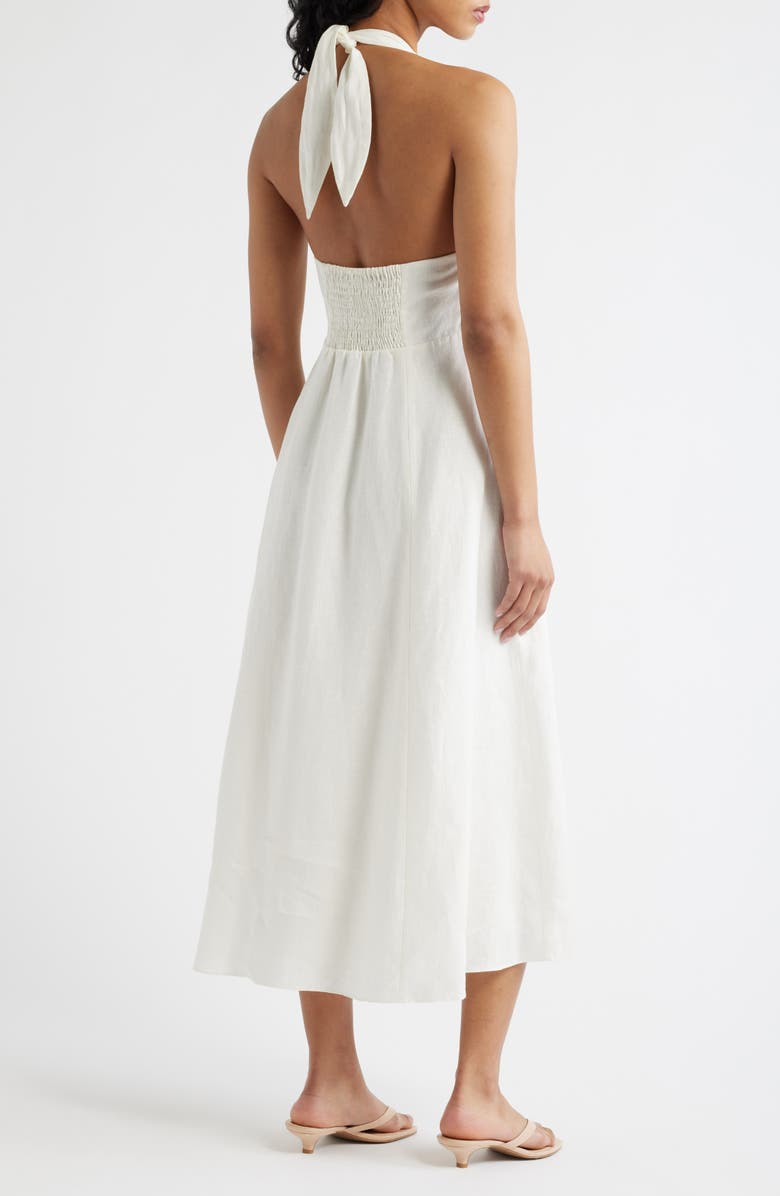 Faithfull the Brand Bianca Halter Linen Midi Sundress, Alternate, color, White