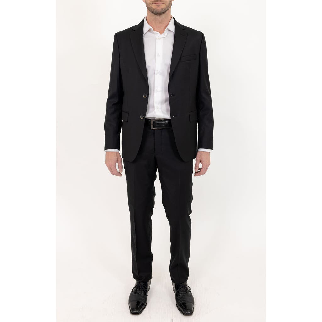 Pino By Pinoporte Solid Stretch Wool Suit In Black