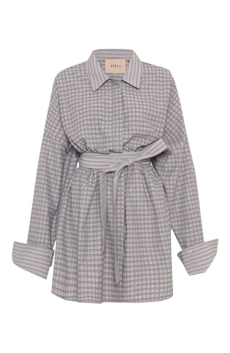 THEO The Label Echo Plaid Fit-and-Flare Mini Dress, Alternate, color, Black