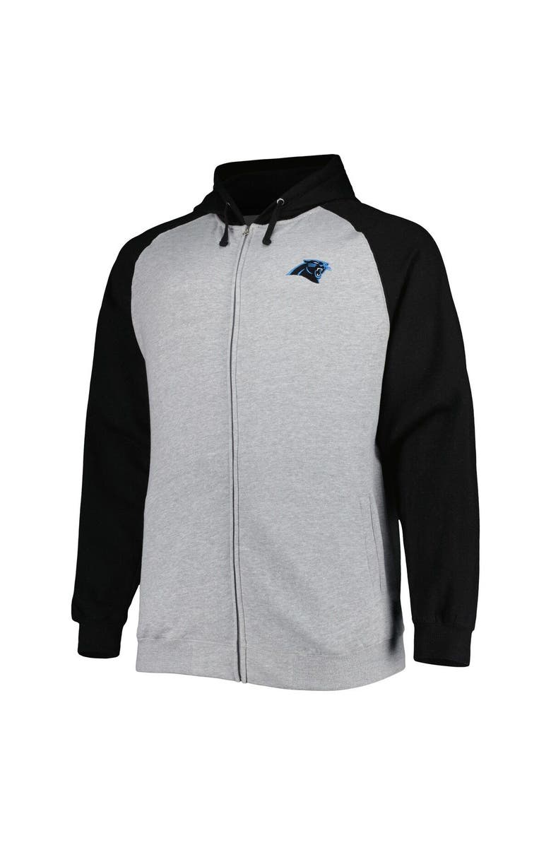 PROFILE Men's Heather Gray Carolina Panthers Big & Tall Fleece Raglan Full-Zip Hoodie Jacket, Alternate, color, Heather Gray