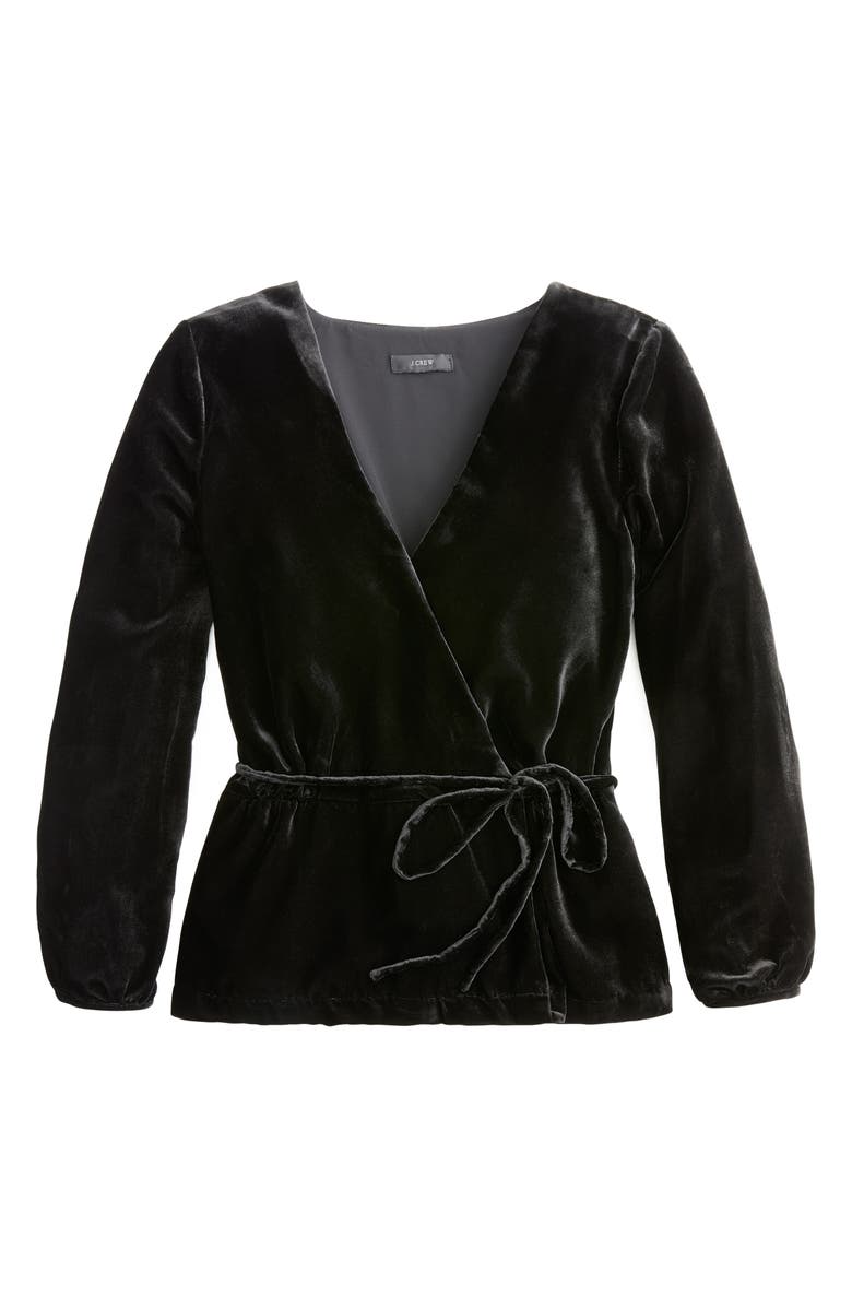 J.Crew Faux Wrap Velvet Top, Alternate, color,